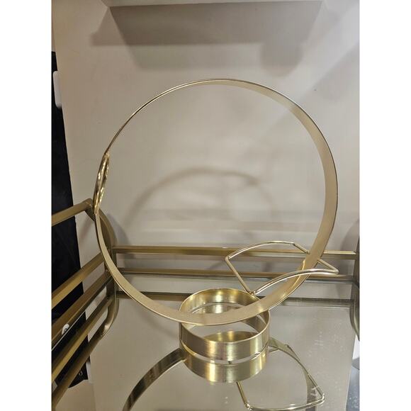 Modern Simple Circle Ring Tabletop Display Wine Rack Bottle Holder, Gold - Picture 3 of 10